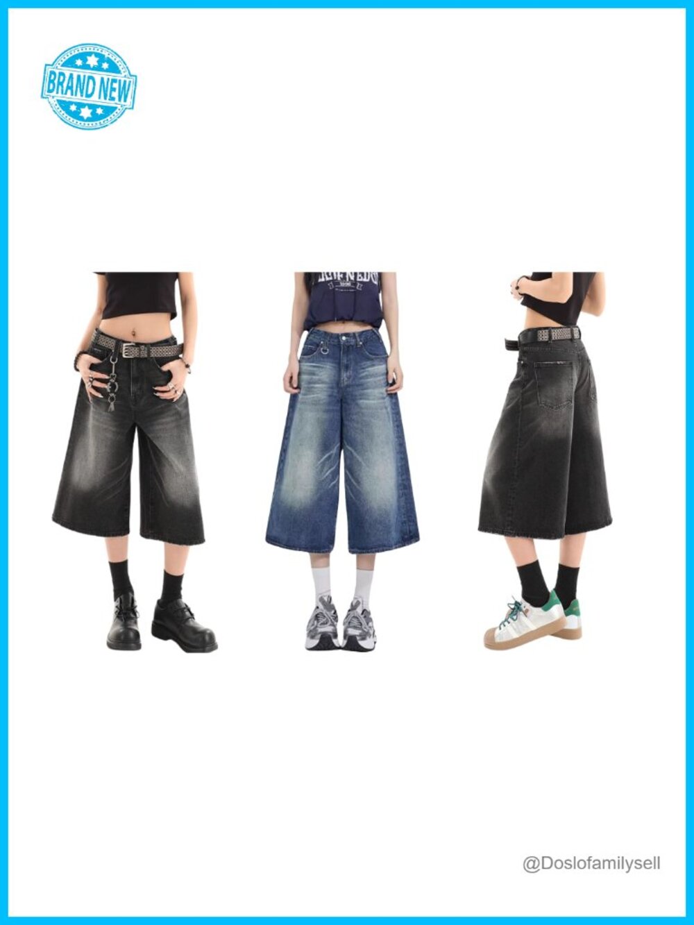 Baggy Jean Shorts Wide Leg Y2k Oversized Denim Shorts Streetwear - Picture 6 of 6